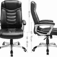 SONGMICS Scaun ergonomic de birou reglabil pe inaltime, piele ecologica, maxim 150 kg, 53x54x115 cm, negru