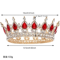 Diadema, Flippy, din Aliaj, cu Cristale, Accesoriu Par, Aniversare, Nunta, Petrecere, 15 x 5.3 x 12.5 cm, Rosu/Alb