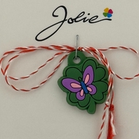 Martisor pentru Copii, Jolie, Material Cauciuc, Ambalaj Carton cu Design, Multicolor, Model Fluture