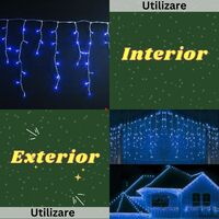Instalatie de Craciun, Flippy®, Tip Turturi, Sectiune 5 m, 143 LED-uri, 8 Jocuri de Lumini, Fir Alb, Lumina Albastra, IP44, Interconectabila
