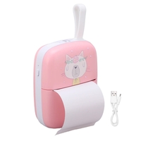 Mini Imprimanta Foto Portabila, Flippy, Incarcare USB, Bluetooth, Model Pisica, Print Alb-Negru, Roz