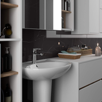 Etajera de baie suspendata, cu 2 sertare, PAL 16 mm, 90x46x60 cm, alb si stejar sonoma