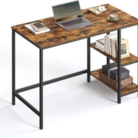 VASAGLE Birou cu 2 rafturi pe stanga sau dreapta, cadru din otel, 50x100x75cm, industrial, maro rustic si negru