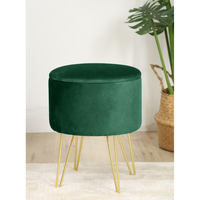 Taburet tapitat rotund Lili cu spatiu de depozitare, velur, 35x35x45 cm, verde