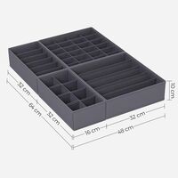 SONGMICS Organizatoare dulap sau sertar, set 8 cutii de depozitare a lenjeriei de corp, pliabile, 64x48x10cm, gri