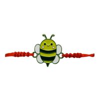 Martisor Bratara pentru Dama si Copii, Jolie, Model Albinuta Vesela, Set 12 bucati, Pandantiv Emailat, Snur Reglabil, Rosu/Galben