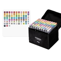 Set 80 Markere, Flippy, pe Baza de Alcool, Dublu Capat, Subtire 1mm si Gros 6 mm, Geanta Depozitare, 15 cm, Multicolor