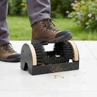 Curatator incaltaminte cu perii pentru exterior, cadru metalic si baza din lemn, 23x15x11 cm