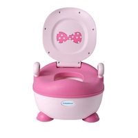 Olita pentru Copii, Flippy, +1an, Portabila, Design cu Fundita, cu Capac, Model Prietenos, Non-Toxic, Compartiment Detasabil, cu Manere, cu 4 Picioare, Usor de Curatat, 46*33*32 cm, Roz