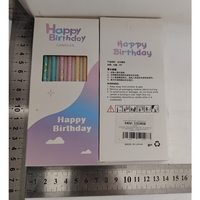 Set 6 Lumanari Lungi, Flippy, din Parafina, 10 x 0.5 cm, Happy Birthday, Multicolor