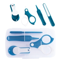 Set 4in1 de Ingrijire Unghii pentru Bebelusi, Flippy, Cutie de Depozitare Transparenta, 0-6 Ani, 13.6x8x2 cm, Albastru Marin