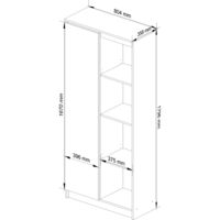 Dulap cu usa si 8 etajere, PAL laminat 16 mm, 80x35x180 cm, alb si gri