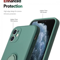 Husa protectie Vafy compatibila cu Samsung A20E Liquid Silicone Ring cu suport rotativ Verde