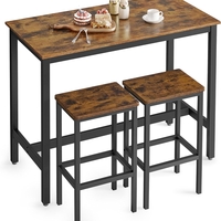 VASAGLE Set masa de bar cu 2 scaune, cadru din otel, blat lemn, stil industrial, 120x60x90cm, maro rustic