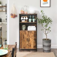 VASAGLE Comoda cu rafturi tip bufet, utilizare multifunctionala, stil industrial, 35x60x125cm, maro rustic