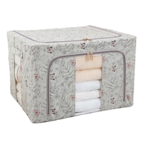 Cutie Depozitare, Vafy, 66L, din Material Textil, 50 x 40 x 33 cm, pentru Haine si Lenjerii, Model Fluturasi, Gri