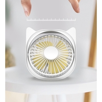 Mini ventilator pentru birou cu usb, Vafy, rotire 360 grade, 3 viteze, 13.5 x 12,8 cm, Alb