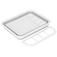 Uscator de vase pliabil, din pastic si silicon, 36x31x12cm, suport tacamuri, alb si gri
