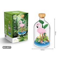 Set de Construit in Sticla, Flippy, 485 Piese, din Plastic, +14 Ani, 10 x 19.6 cm, Model Flamingo, Multicolor