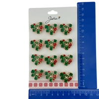 Set 12 Brose Martisor Primavara, Jolie, Model Inima Impodobita cu Trifoi si Buburuza, Verde