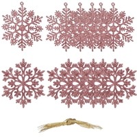 Decoratiune brad fulg de zapada, set 12 bucati, 10cm, roz