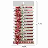 Martisor Bratara cu Ciucure pentru Dama, Jolie, Model Floare Alba, Set 12 bucati, Pandativ din Inox, Snur Reglabil, Rosu/Alb