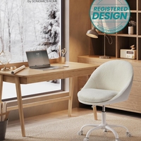 SONGMICS Scaun de birou ergonomic, inaltime reglabila, 60x60x(80-90) cm, bej