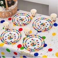 Set 10 Farfurii de Unica Folosinta, Vafy, din Carton, 23 cm, Model Happy Birthday, Multicolor