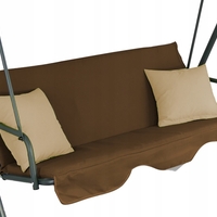 Leagan gradina 3 locuri 170x118x153 cm, cu perne, baldachin reglabil si masute laterale, structura otel, maro