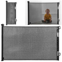 Poarta de siguranta retractabila si extensibila, pentru copii sau animale de companie, 162x86 cm, negru