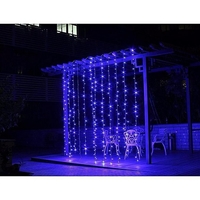 Instalatie Craciun, Tip Perdea, IP44, 10 m x 2 m, 1200 LED-uri, Albastru, cu flash, Transformator cu telecomanda, Interconectabila, Prelungitor 3 m inclus, Fir transparent, Interior/ Exterior, Vafy