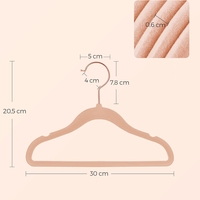 SONGMICS Set de 50 de umerase copii din catifea, antialunecare, carlige rotative 360°, 30 cm, roz