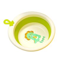 Cada Pliabila pentru Baie pentru Copii, Flippy, Cadita pentru Bebelusi, Model Rotund cu Dinozaur, Verde, 30x30x3.7 cm, 4L