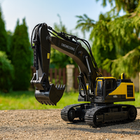 Excavator RC cu senile pentru copii, lumini si brat functional, telecomanda, incarcare USB, 32x30x12 cm