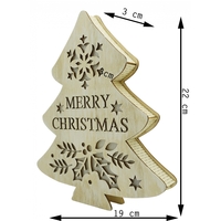 Decoratiune luminoasa, model de Brad cu inscriptie Marry Christmas, alb, lungime: 19 cm, latime: 3 cm, inaltime: 22 cm, lemn, interior/exterior