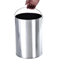 SONGMICS Cos de gunoi cu scumiera pentru exterior, din inox, galeata interioara detasabila, tip stativ, 61x25 cm, negru