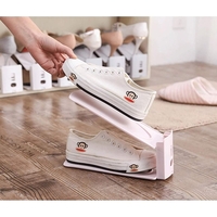 Suport pentru Pantofi, Flippy, din Plastic, Reglabil, 2 Niveluri, 27 x 10 x 20 cm, Bej