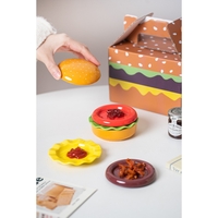Set Farfurii Ceramice sub Forma de Burger, din Ceramica, pentru Sosuri si Gustari, Mini Farfurii Stivuibile, Multicolor