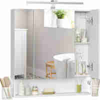 VASAGLE Dulap de baie de perete, cu oglinda si LED, prize si USB incorporate, 70x16x75 cm, alb