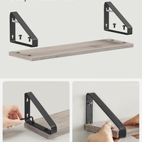 VASAGLE Raft de perete, set 3 bucati 30cm, 35cm si 40cm, 2 moduri de montare, gri si negru