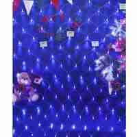 Instalatie Craciun, Tip Plasa, 1 m x 2 m, 80 LED-uri, Albastru, 8 jocuri de lumini, Transformator, Interconectabila, Prelungitor 3 m inclus, Fir transparent, Vafy