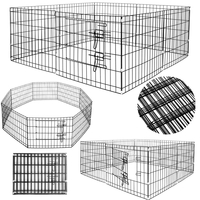 Tarc pentru animale de companie, din fier, forma configurabila, cu usa de acces, 3XL, 155x155x61cm, negru