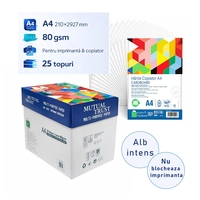 Hartie Copiator A4 Mutual Trust Cardboard, Flippy, 80 g/mp, 25 topuri x 100 coli/top (2500 coli), 210 x 297 mm, Hartie Multifunctionala pentru Printare, Copiere si Proiecte Creative