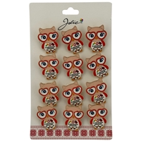 Set 12 Brose Martisor Primavara, Jolie, Model Bufnita ,cu Mesaj O Educatoare Minunata