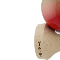 Kendama X Originala, Profesionala, Flippy, Super Sticky cu Cupe Mari KING SIZE V3, Gaura in Baza, Rulment Metalic, din lemn 18 cm, Ata 62/65 cm, Gradient Verde/Portocaliu/Rosu