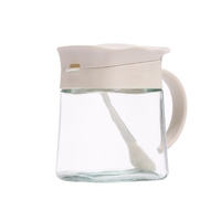 Recipient Condimente, Vafy, din Stilca, 180 ml, cu Maner si Lingurita, 11.3 x 8.2 cm, Capac Ondulat, Alb