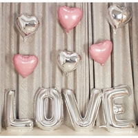 Set 4 Baloane din Folie Metalizata, Flippy, Figurine Litere, Model Scris Love, Tema Iubire, 80 cm, Ambalaj Individual, Pai Inclus, Umflare cu Aer sau Heliu, Argintiu