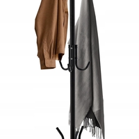 Cuier hol metalic 178 cm, 12 carlige, design minimalist, negru