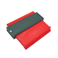 Sablon Masurare Contur, Vafy, Cu Rigla Integrata, pentru Copiere Unghiuri si Forme Neregulate, Plastic Rezistent, 14.6 x 10.5 cm, Rosu/Negru