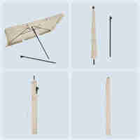 SONGMICS Umbrela terasa sau gradina reglabila, inclinare 2 directii, protectie UV UPF 50+, husa inclusa, 230x150 cm, bej